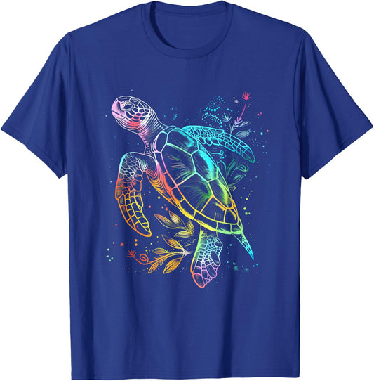 Sea Turtle Lover Artwork Motif Sea Turtle Marine Mammal T-Shirt - T-Shirt | Royal