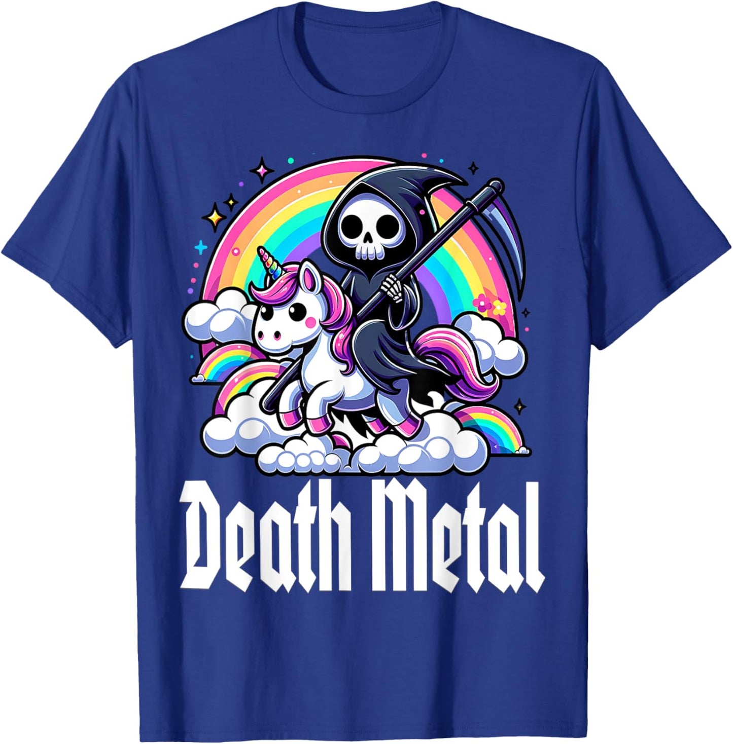 Death Metal Unicorn rainbow T-Shirt - T-Shirt | Royal