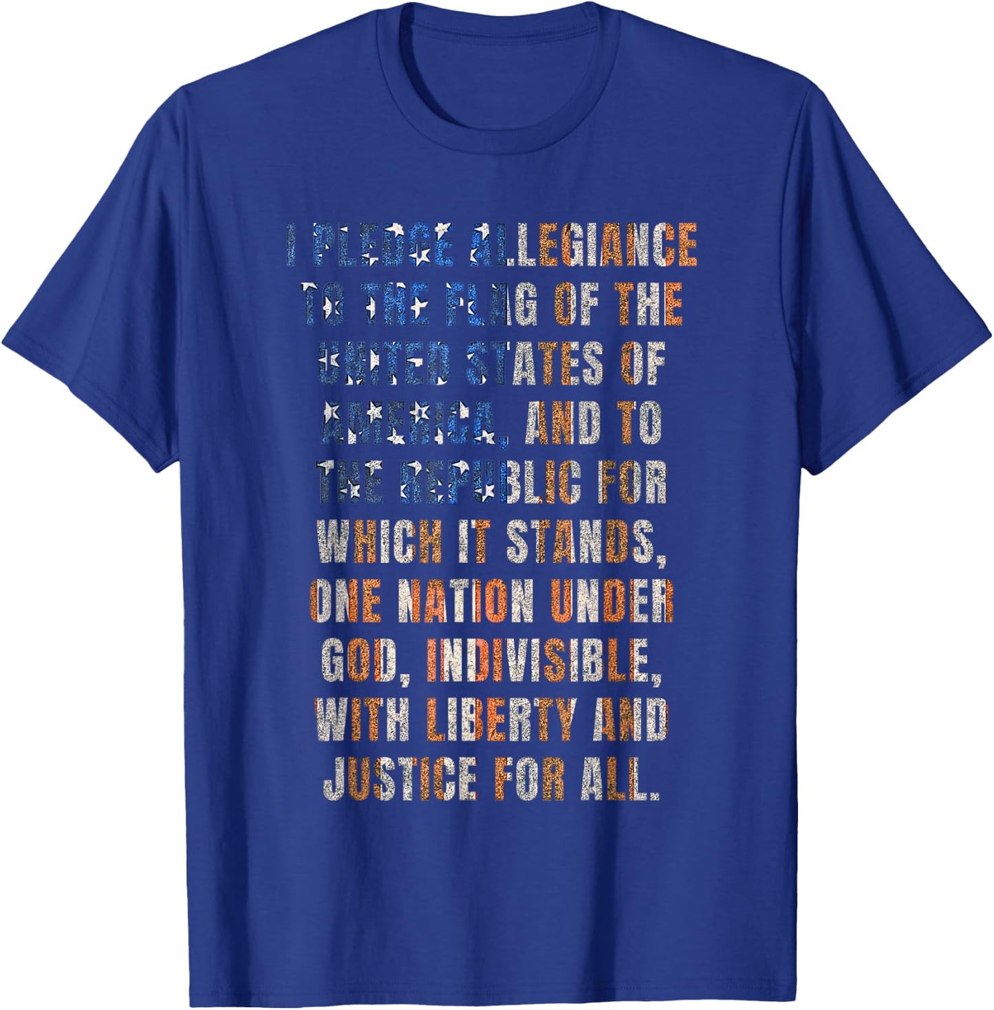 USA Pledge of Allegiance 4th of July Distressed Retro Kids Men T-Shirt - T-Shirt | Royal