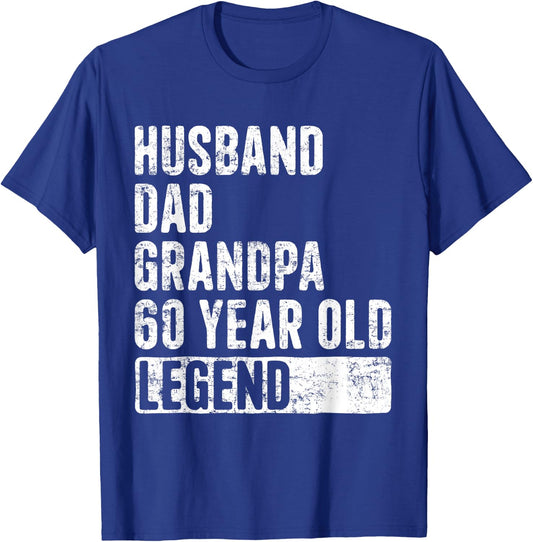 Husband Dad Grandpa 60 Year Old Legend 60th Birthday T-Shirt - T-Shirt | Royal