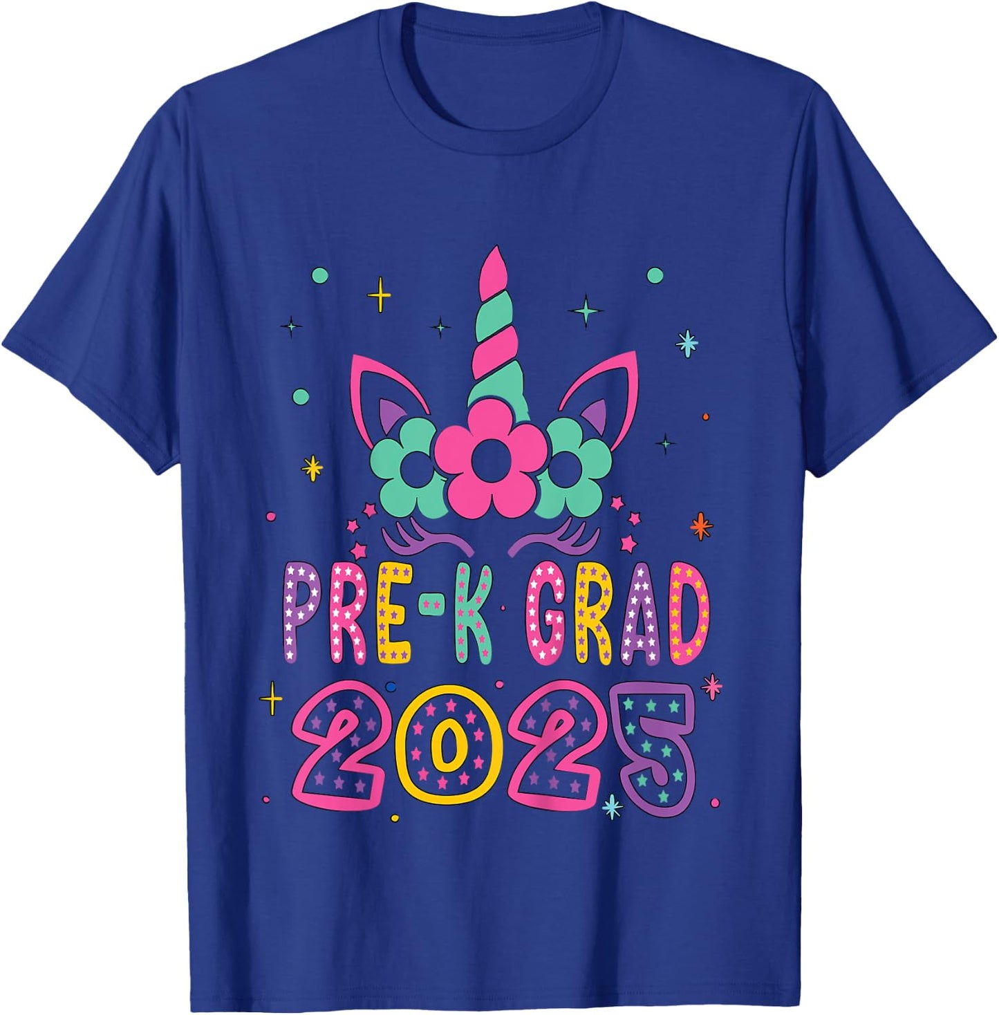 Kids Pre-K Grad Preschool Graduation 2025 Unicorn Toddler Girl T-Shirt - T-Shirt | Royal