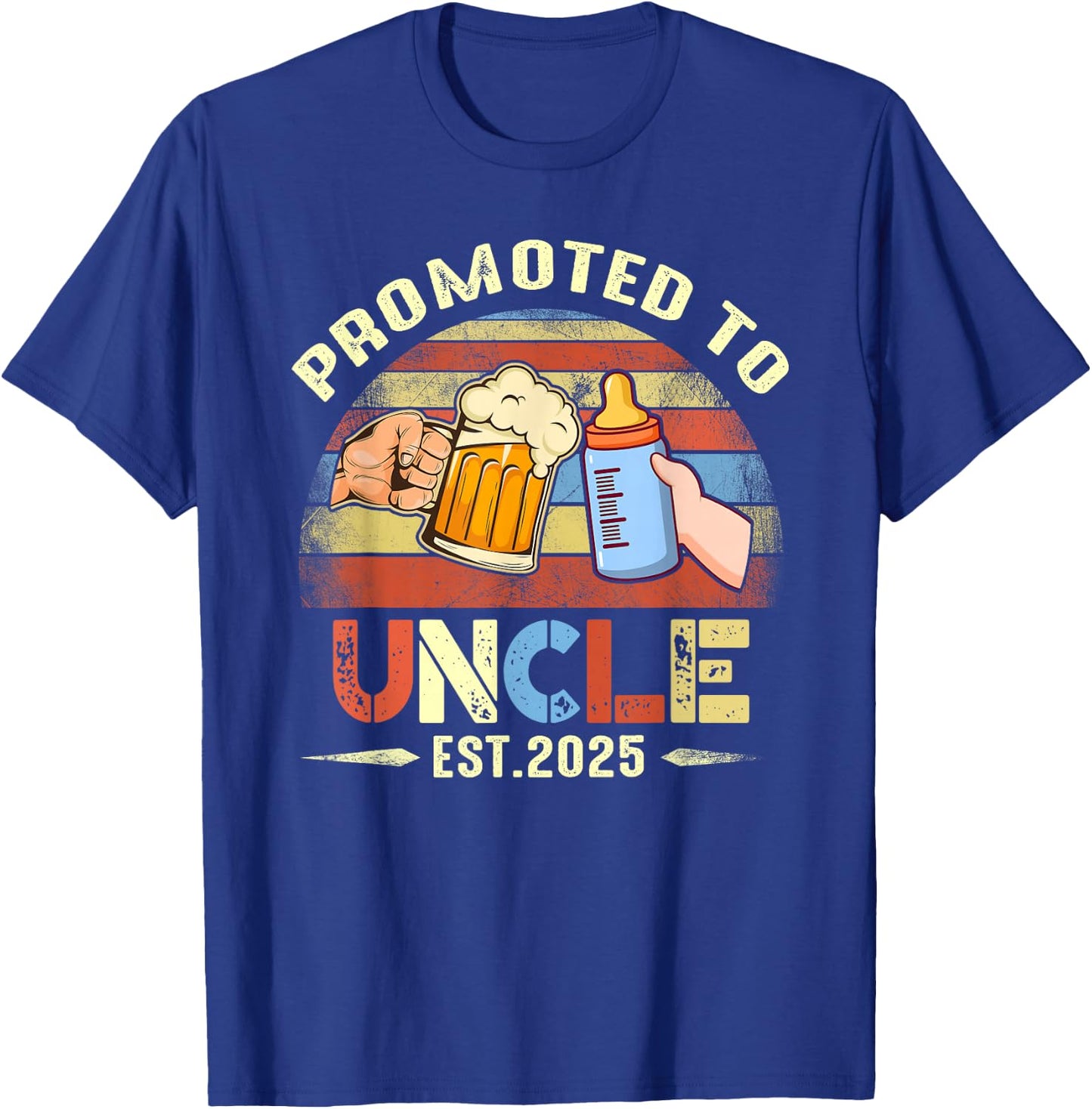 First time Uncle New Dad Promoted to Uncle 2025 T-Shirt - T-Shirt | Royal