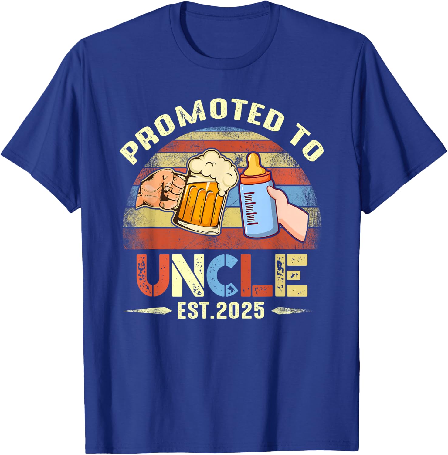 First time Uncle New Dad Promoted to Uncle 2025 T-Shirt - T-Shirt | Royal