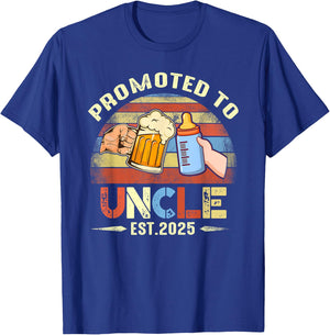 First time Uncle New Dad Promoted to Uncle 2025 T-Shirt - T-Shirt | Royal
