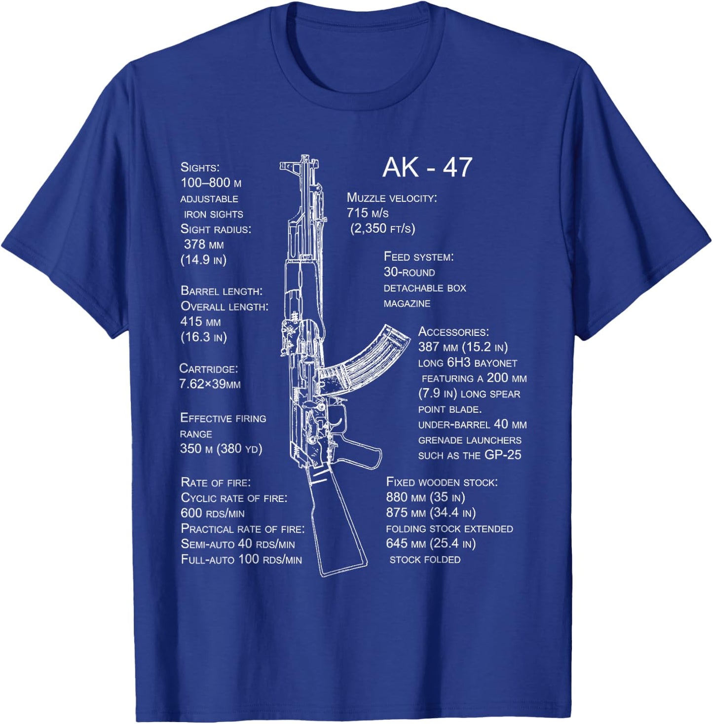 AK-47 Shirt AK-47 Blueprint T-Shirt - T-Shirt | Royal