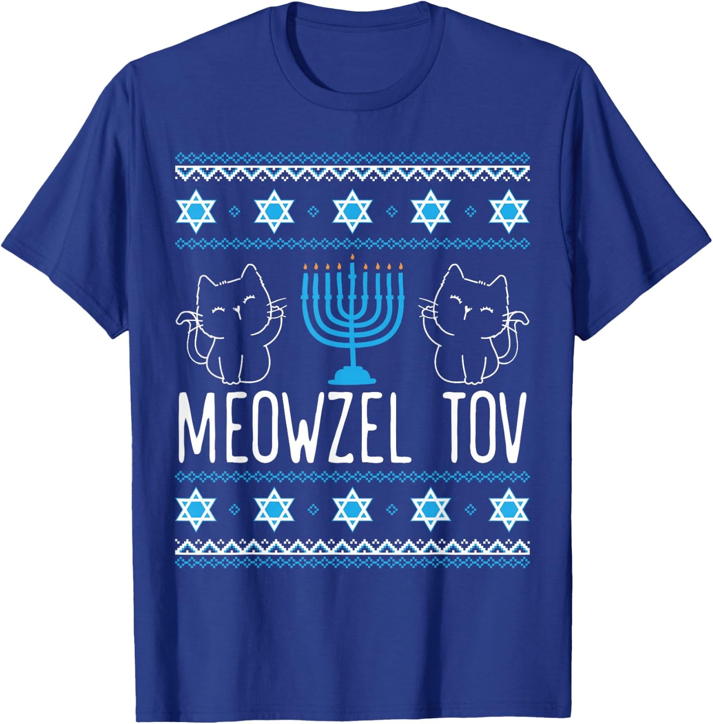 Meowzel Tov Menoarah Hanukkah Cat Lover Jewish Kitty T-Shirt - T-Shirt | Royal