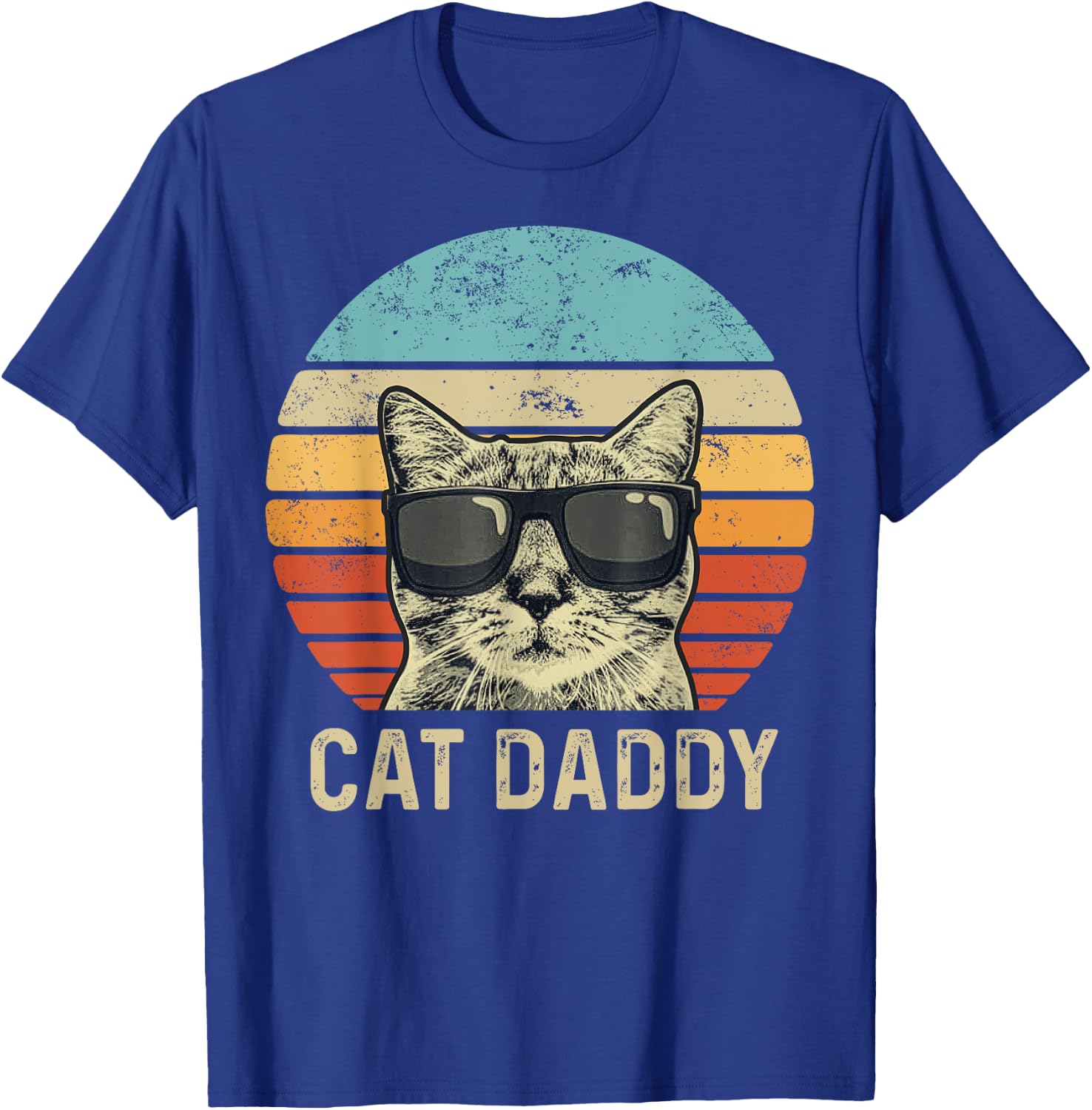 Cat Daddy Retro Cat Sunglasses Cool Cat Dad Gift Fathers Day Women Girls Kids T-Shirt - T-Shirt | Royal