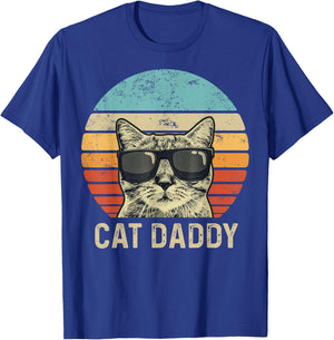 Cat Daddy Retro Cat Sunglasses Cool Cat Dad Gift Fathers Day Women Girls Kids T-Shirt - T-Shirt | Royal
