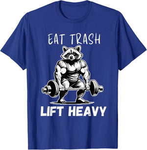 Urban Empyre Raccoon Bodybuilder x Eat Trash Lift Heavy T-Shirt - T-Shirt | Royal