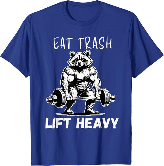 Urban Empyre Raccoon Bodybuilder x Eat Trash Lift Heavy T-Shirt - T-Shirt | Royal