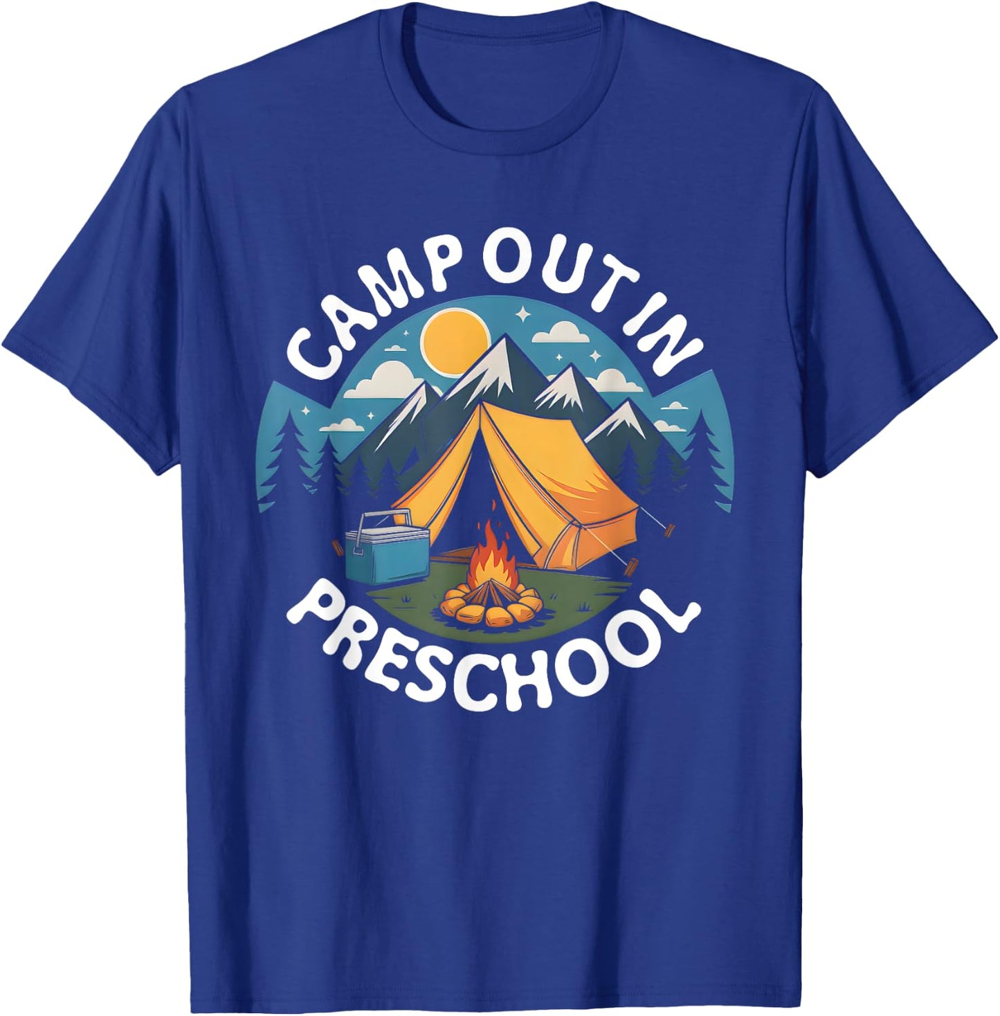 Camp out in Preschool Back To School Crew Teacher Student T-Shirt - T-Shirt | Royal