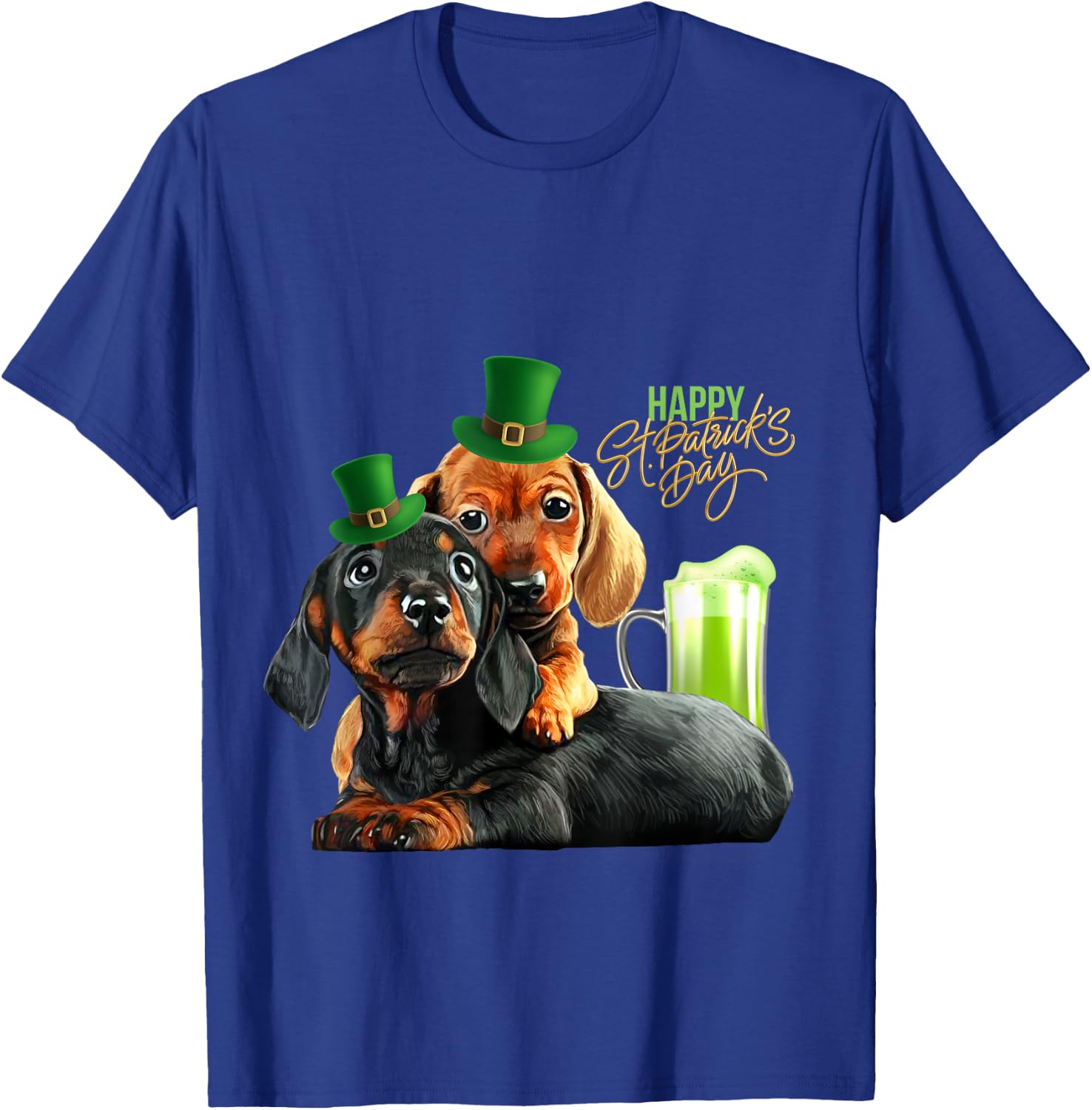 St Patrick's Day Irish Saint Patrick Shamrock Dachshund Love T-Shirt - T-Shirt | Royal