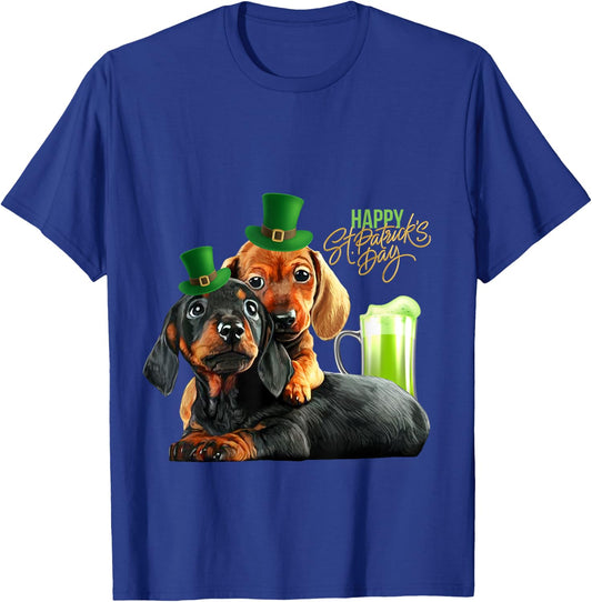 St Patrick's Day Irish Saint Patrick Shamrock Dachshund Love T-Shirt - T-Shirt | Royal