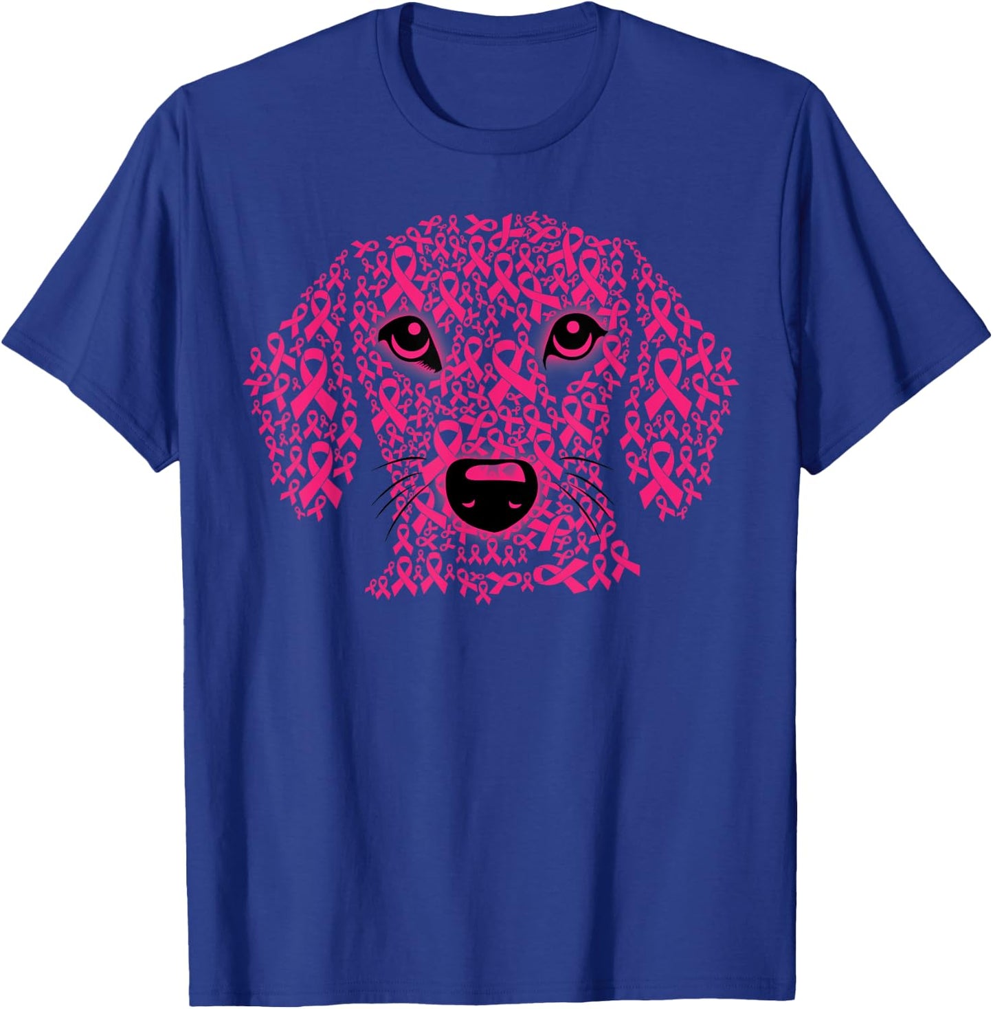 Pink Ribbon Dog Lover Inspirational Breast Cancer Awareness T-Shirt - T-Shirt | Royal