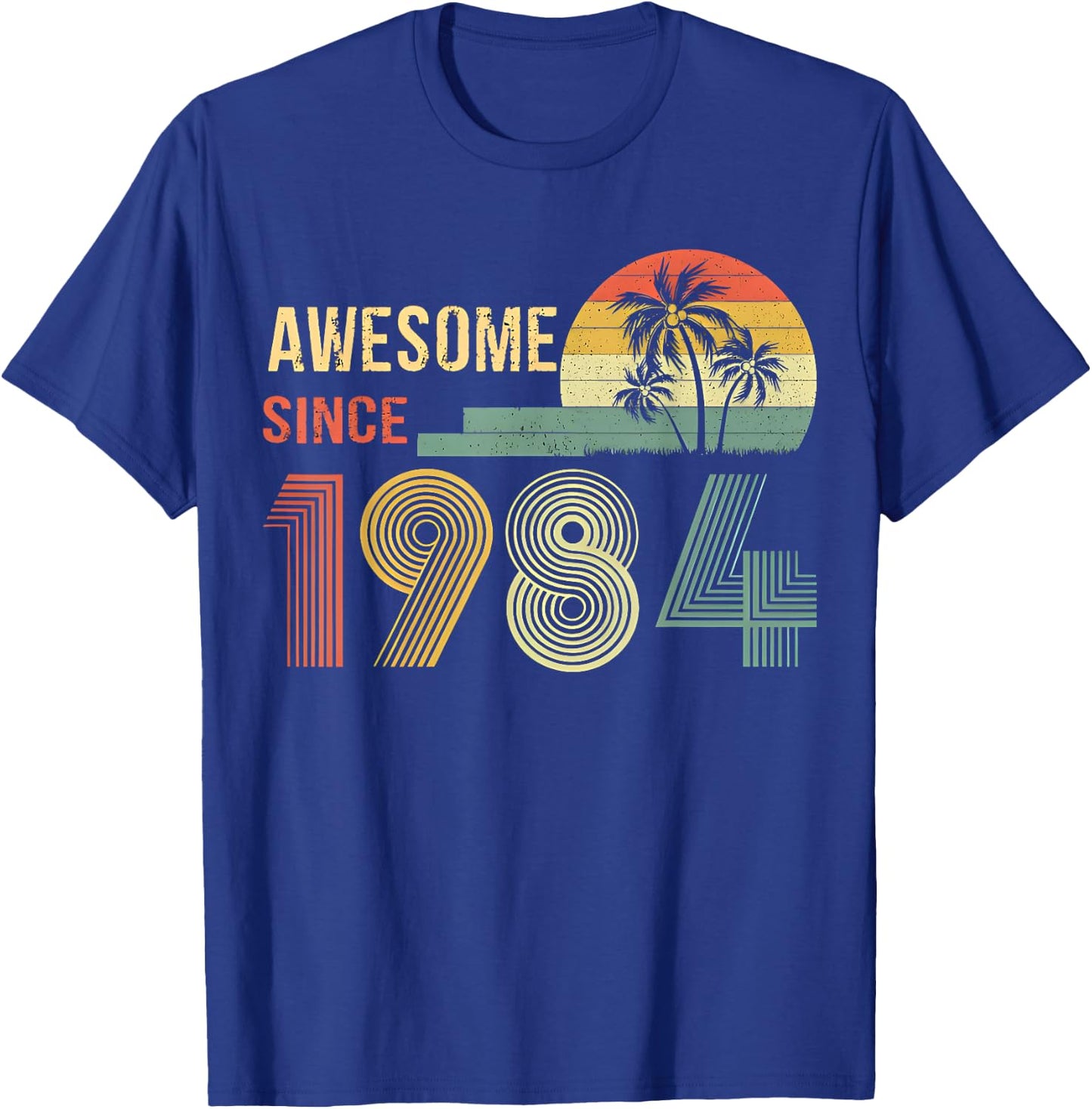 Awesome Since 1984 Year Of Birth Birthday 1984 Vintage T-Shirt - T-Shirt | Royal