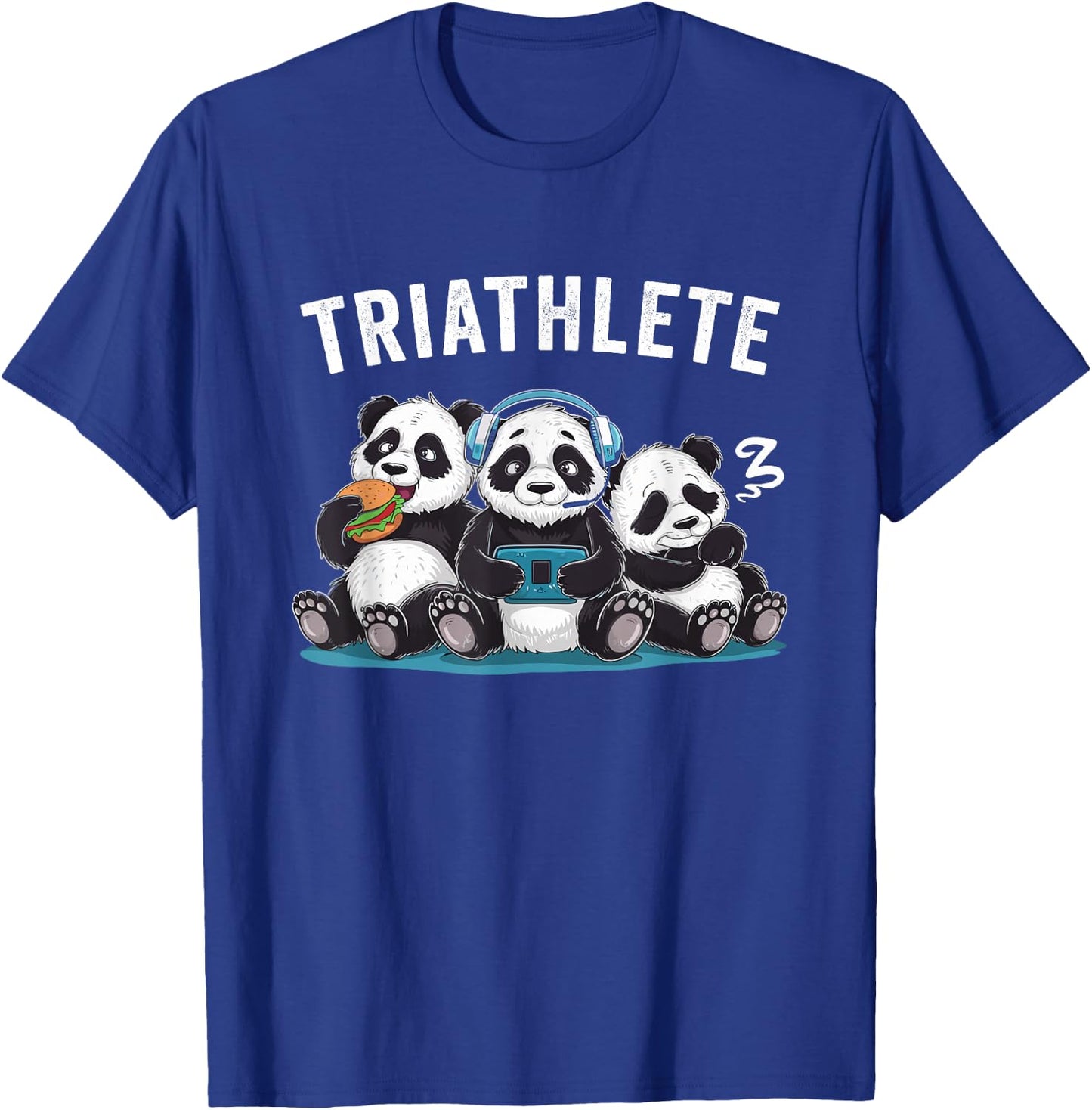 Triathlete Panda Headset Console Nerd Gaming Gadget Gamer T-Shirt - T-Shirt | Royal