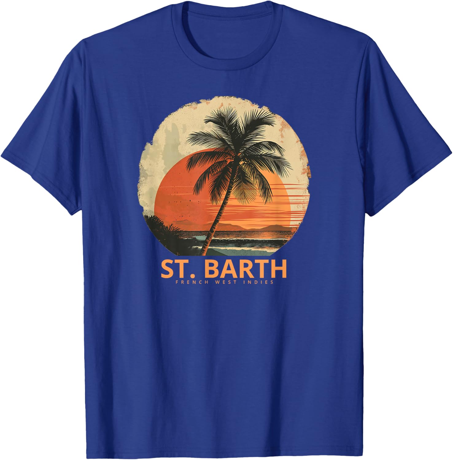 St Barts Caribbean Vintage St. Barths Ocean Palm Trees T-Shirt - T-Shirt | Royal
