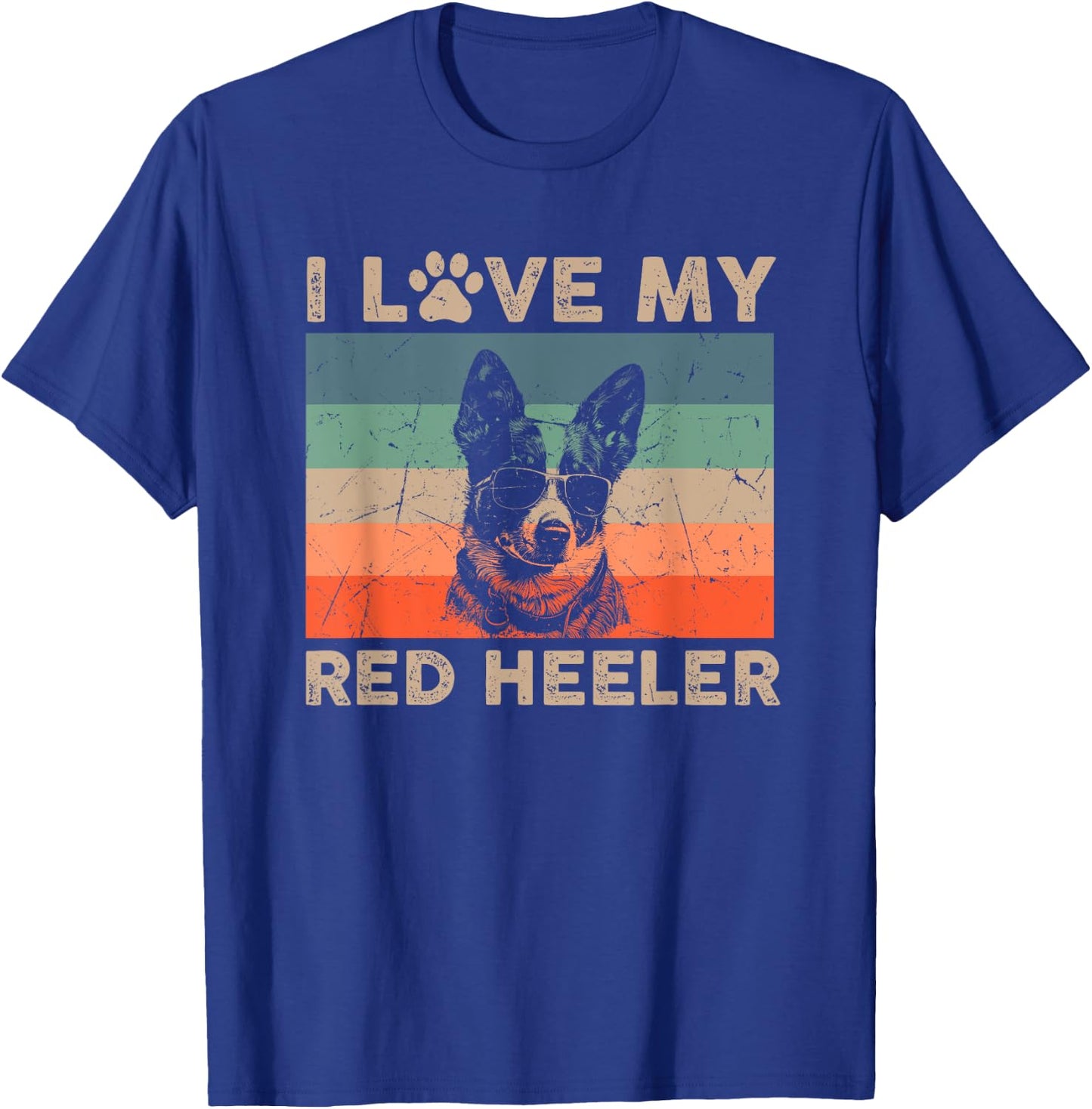 Love My Red Heeler Dog Cool Dog Vintage Retro Dog Christmas T-Shirt - T-Shirt | Royal