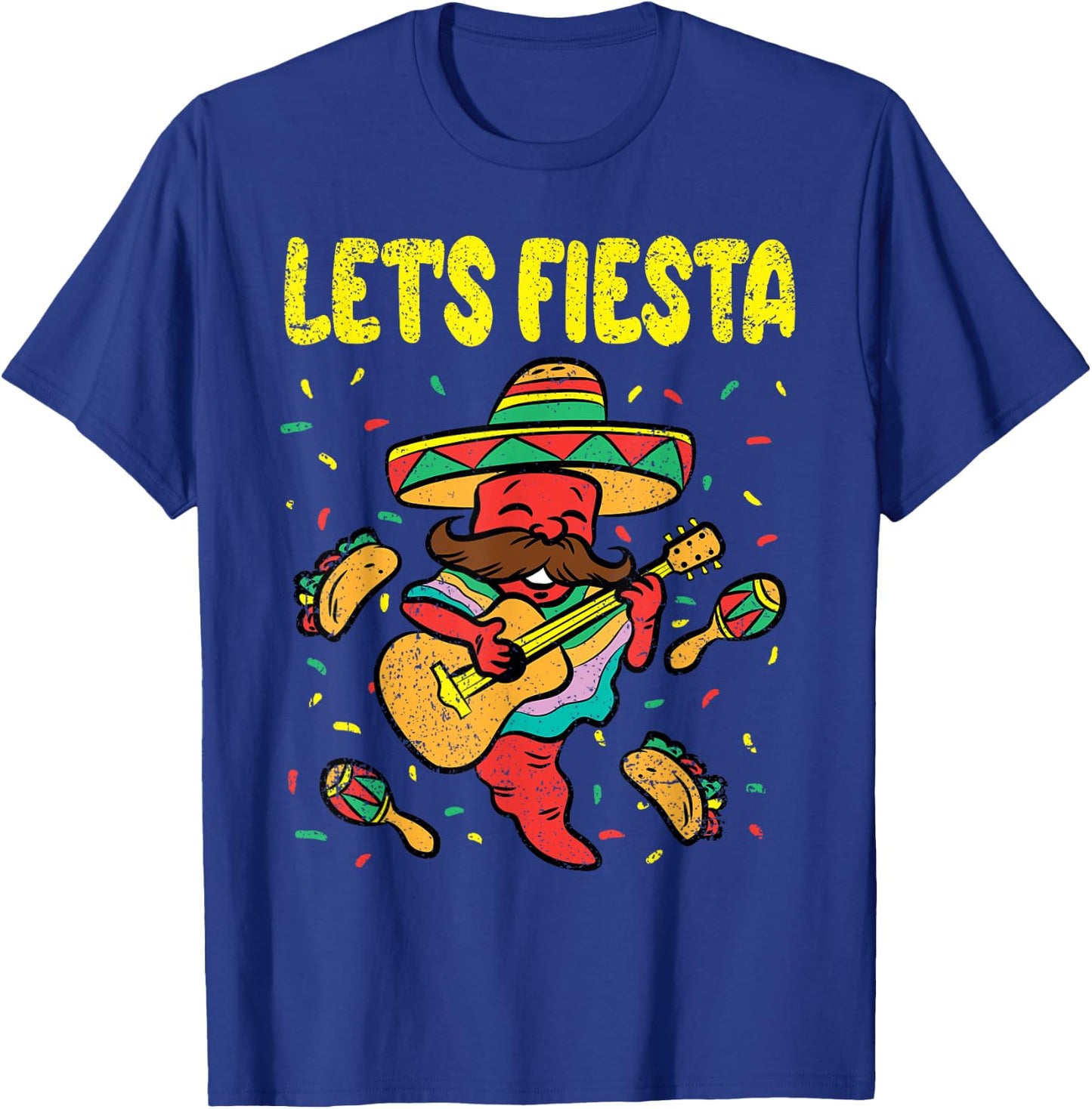 Lets Fiesta Cinco De Mayo Mexican Mariachi Taco Maracas T-Shirt - T-Shirt | Royal