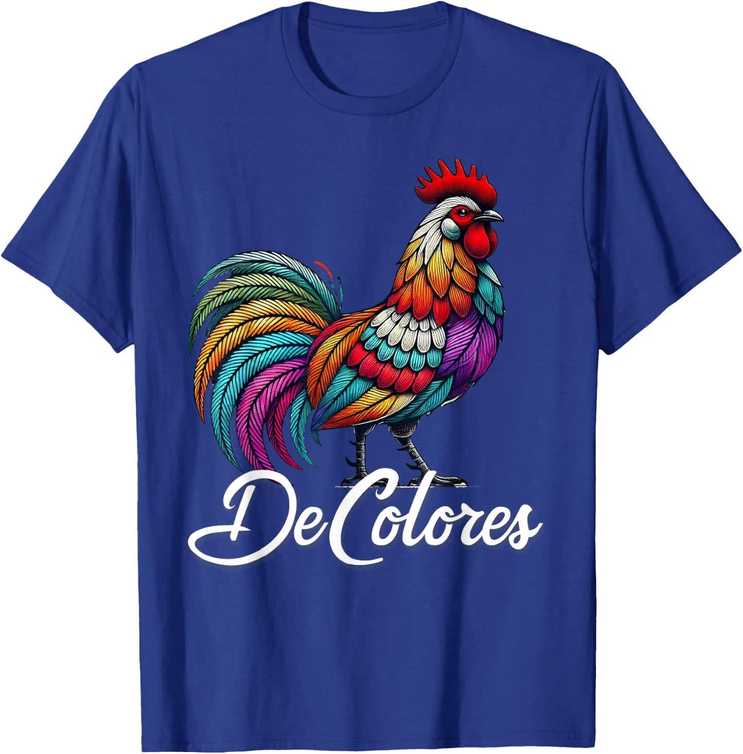 DeColores Cursillo Rainbow Rooster Catholic T-Shirt - T-Shirt | Royal