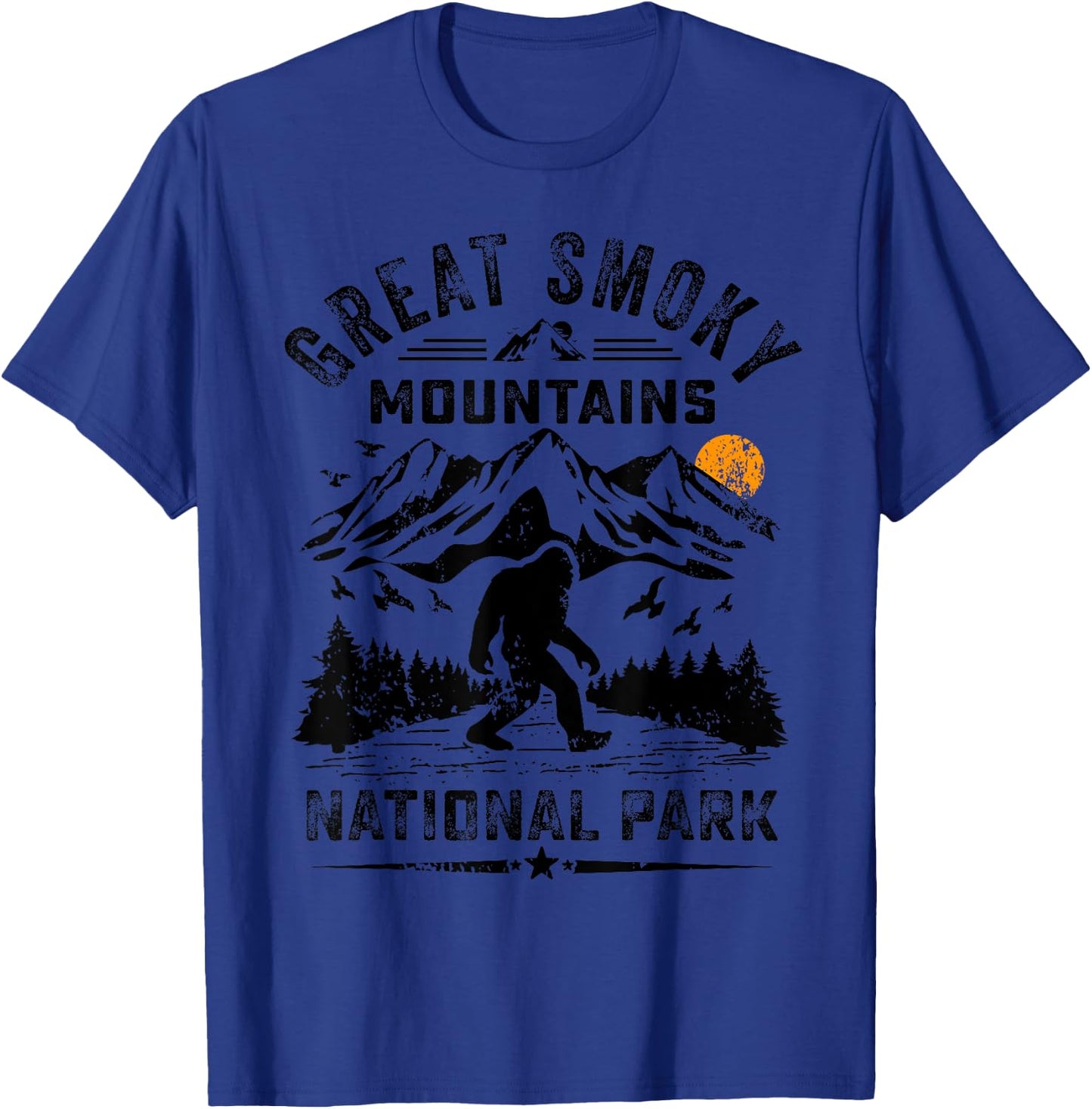 Great Smoky Mountains National Park Sunset Bigfoot Sasquatch T-Shirt - T-Shirt | Royal