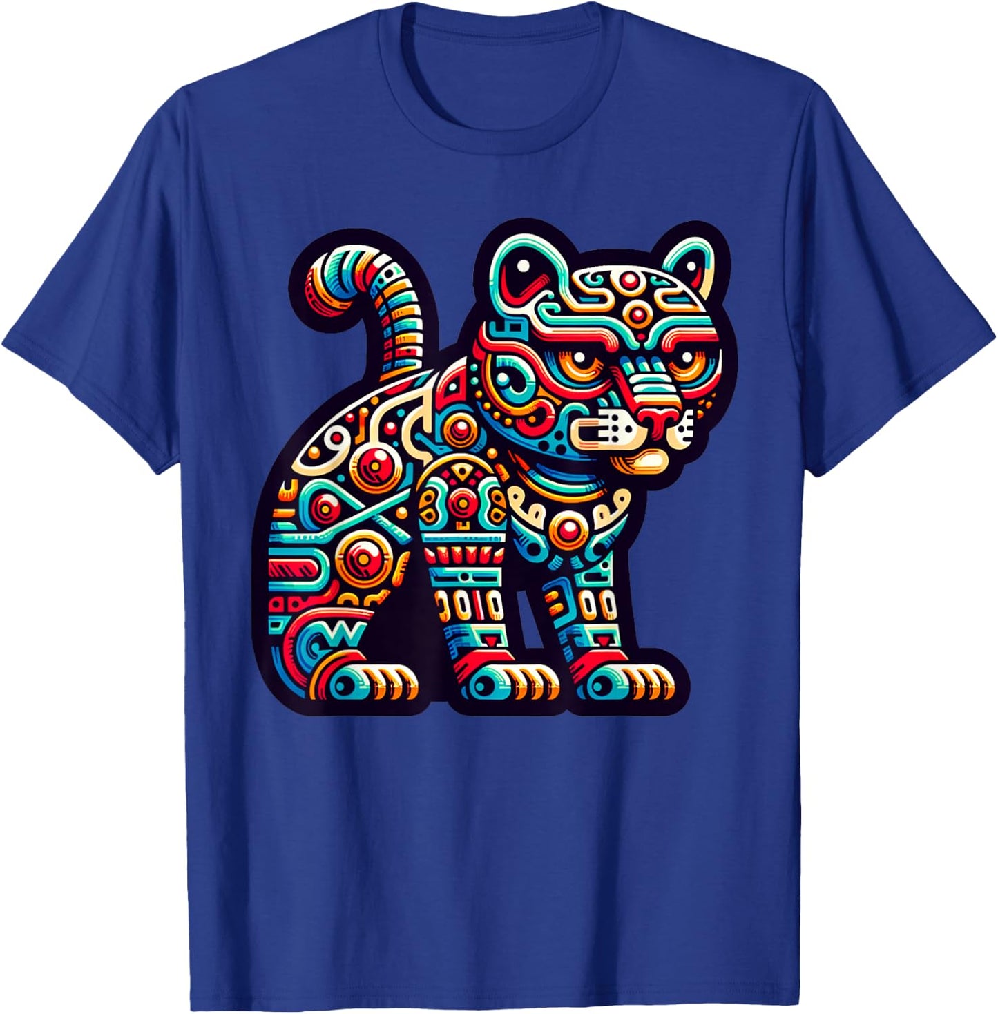 Aztec God Tezcatlipoca And Mayan Leopard Yucatan T-Shirt - T-Shirt | Royal