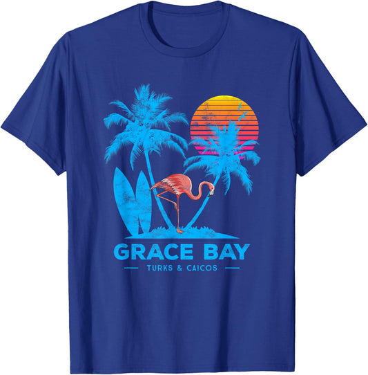 Grace bay, turks and caicos. Palm trees sunset T-Shirt - T-Shirt | Royal