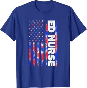 ED Emergency Department Nurse Tie Dye American 4th Of July T-Shirt - T-Shirt | Royal
