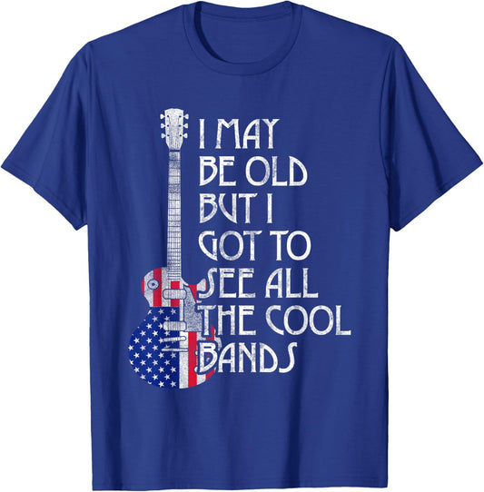 I May Be Old But I Got To See All The Cool Bands Retro USA T-Shirt - T-Shirt | Royal
