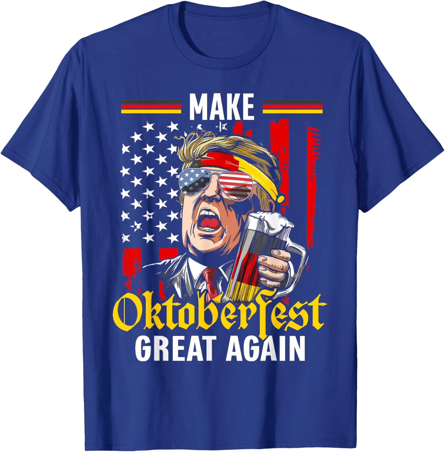 Make Oktoberfest Great Again Trump Beer USA Flag Oktoberfest T-Shirt - T-Shirt | Royal