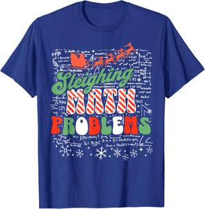Retro Sleighing Math Problems Santa Math Teacher Christmas T-Shirt - T-Shirt | Royal