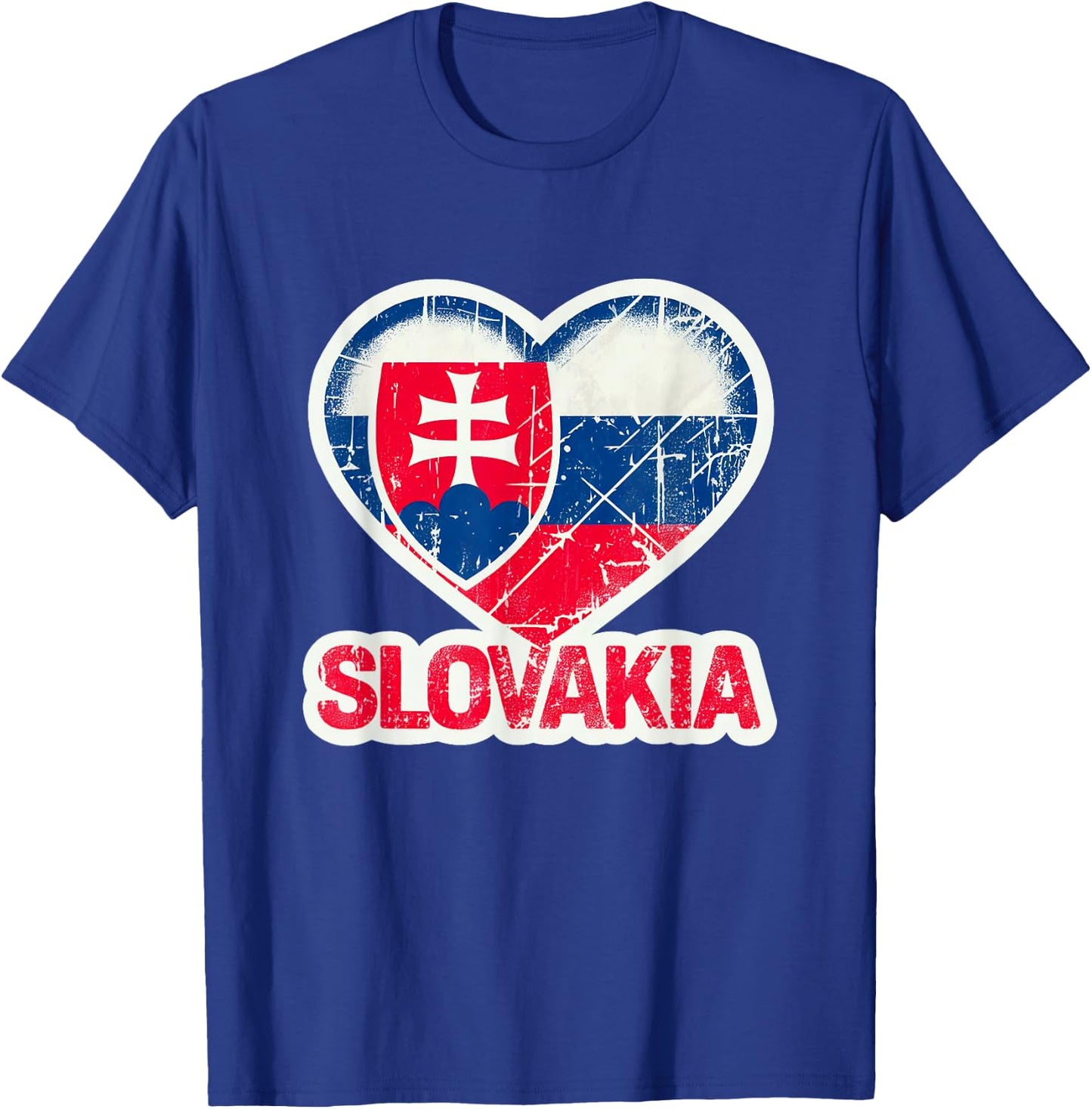 Vintage Slovakia Banner Fan Slovak Republic Flag Heart Retro T-Shirt - T-Shirt | Royal
