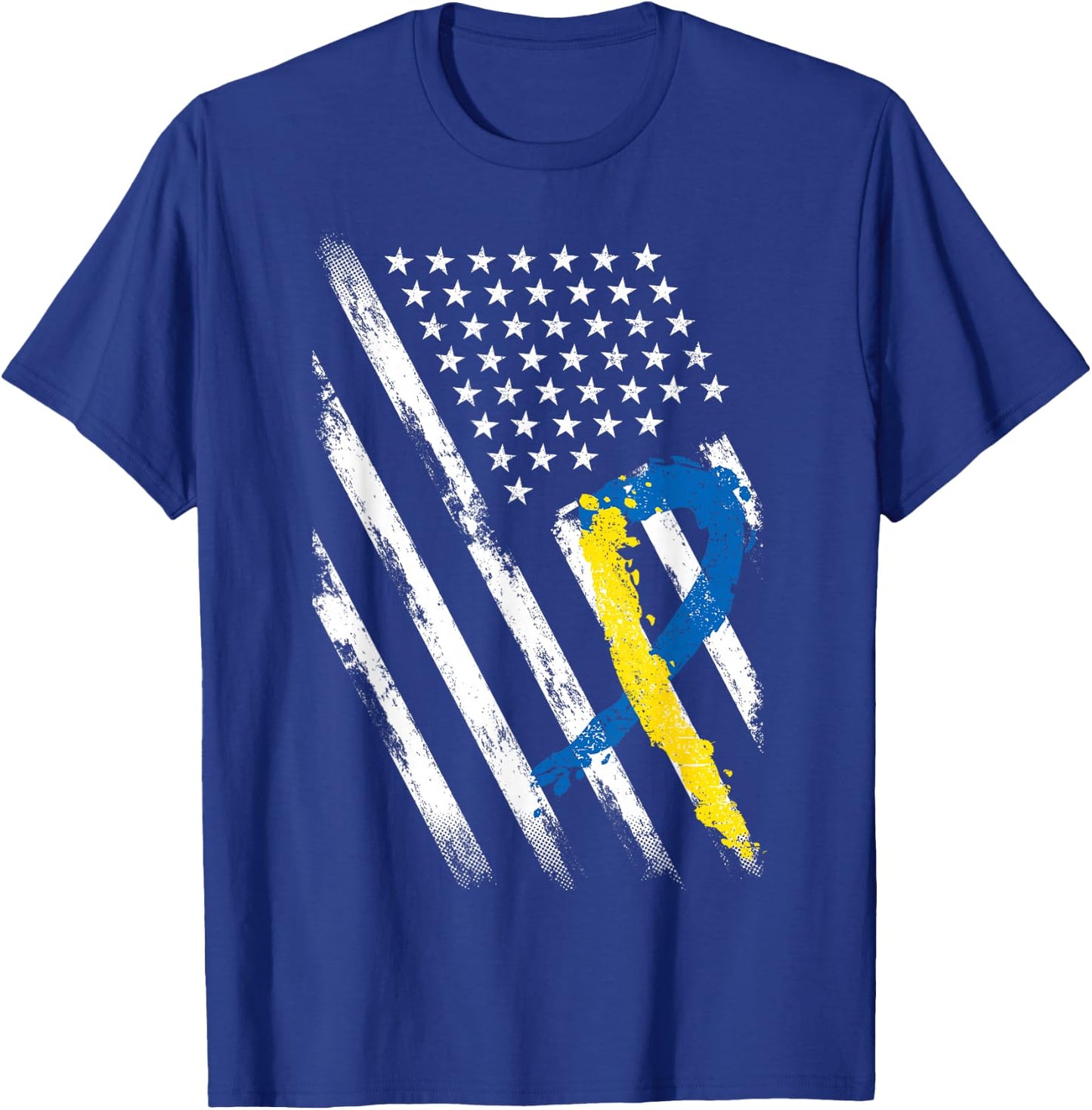 USA Flag Down Syndrome Awareness Shirt Dad Mom Down Syndrome T-Shirt - T-Shirt | Royal