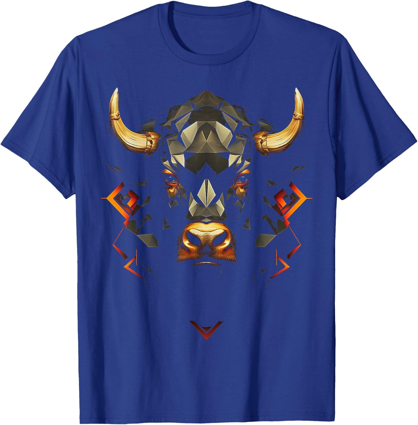 Bull Polygon Animal Graphic Art Bull T-Shirt - T-Shirt | Royal