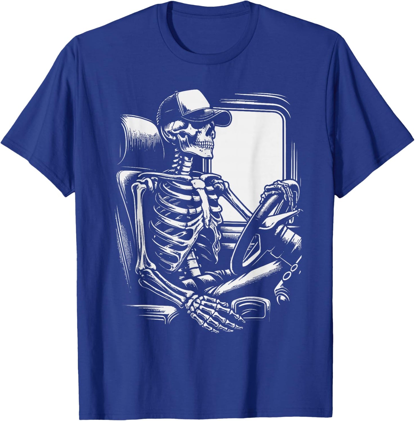 Skeleton Truck Driver Funny Big Trucking truck enthusiasts T-Shirt - T-Shirt | Royal