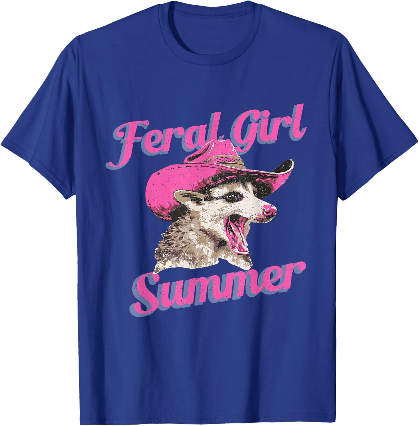 Feral Girl Summer Retro Possum Funny Meme T-Shirt - T-Shirt | Royal
