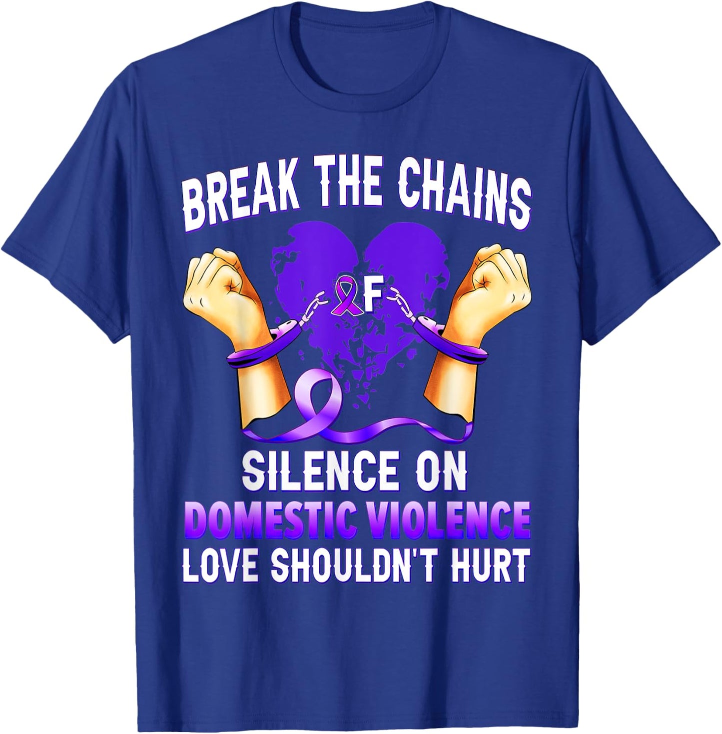 Break The Chains Of Silence On Domestic Violence Awareness T-Shirt - T-Shirt | Royal