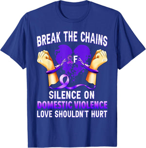 Break The Chains Of Silence On Domestic Violence Awareness T-Shirt - T-Shirt | Royal