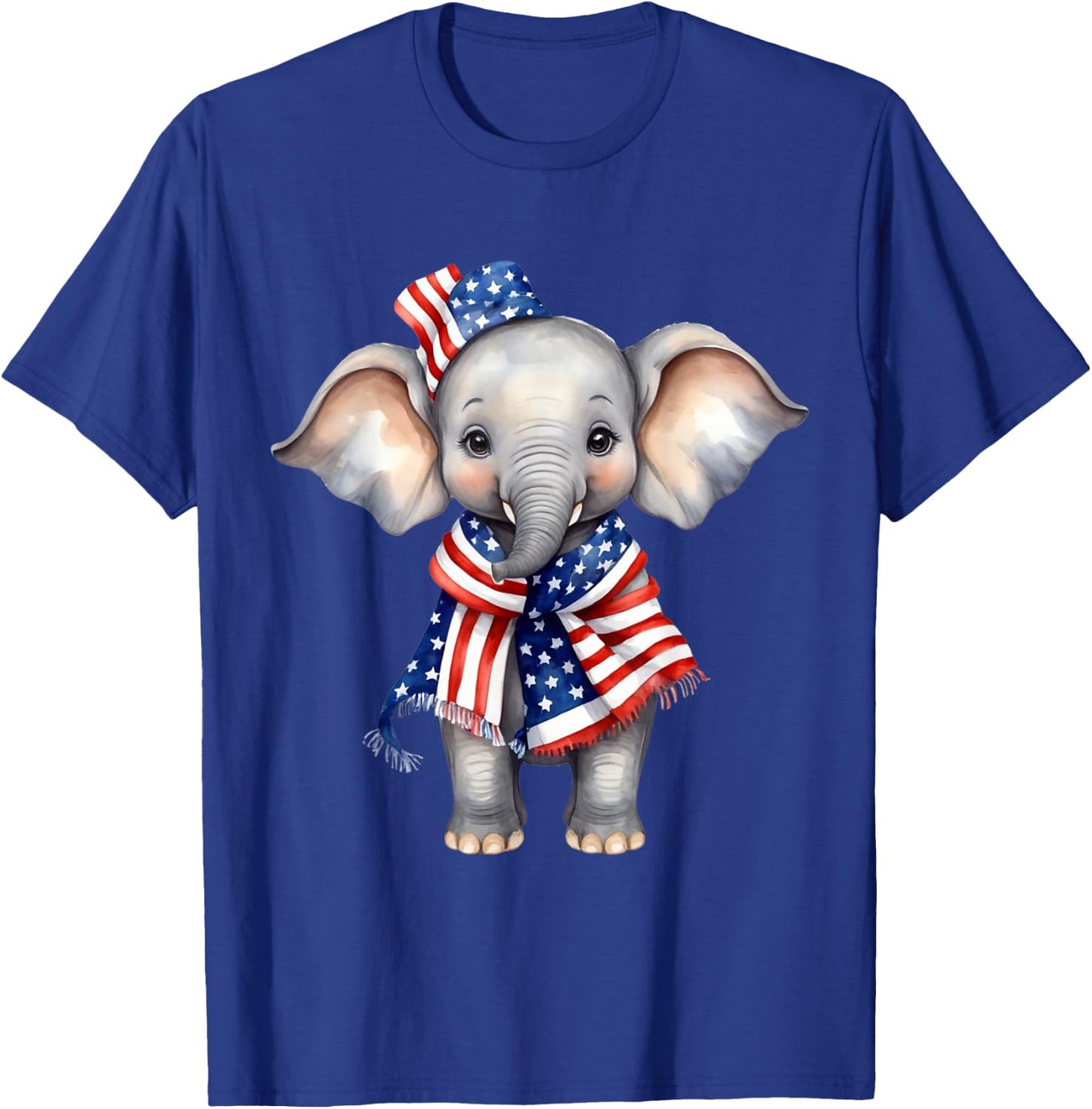 Elephant 4th of July American Flag Elephant Animal Patriotic T-Shirt - T-Shirt | Royal