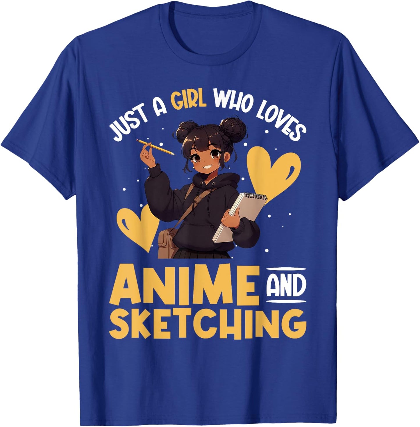 Just A Girl Who Loves Anime And Sketching Afro Anime Merch T-Shirt - T-Shirt | Royal