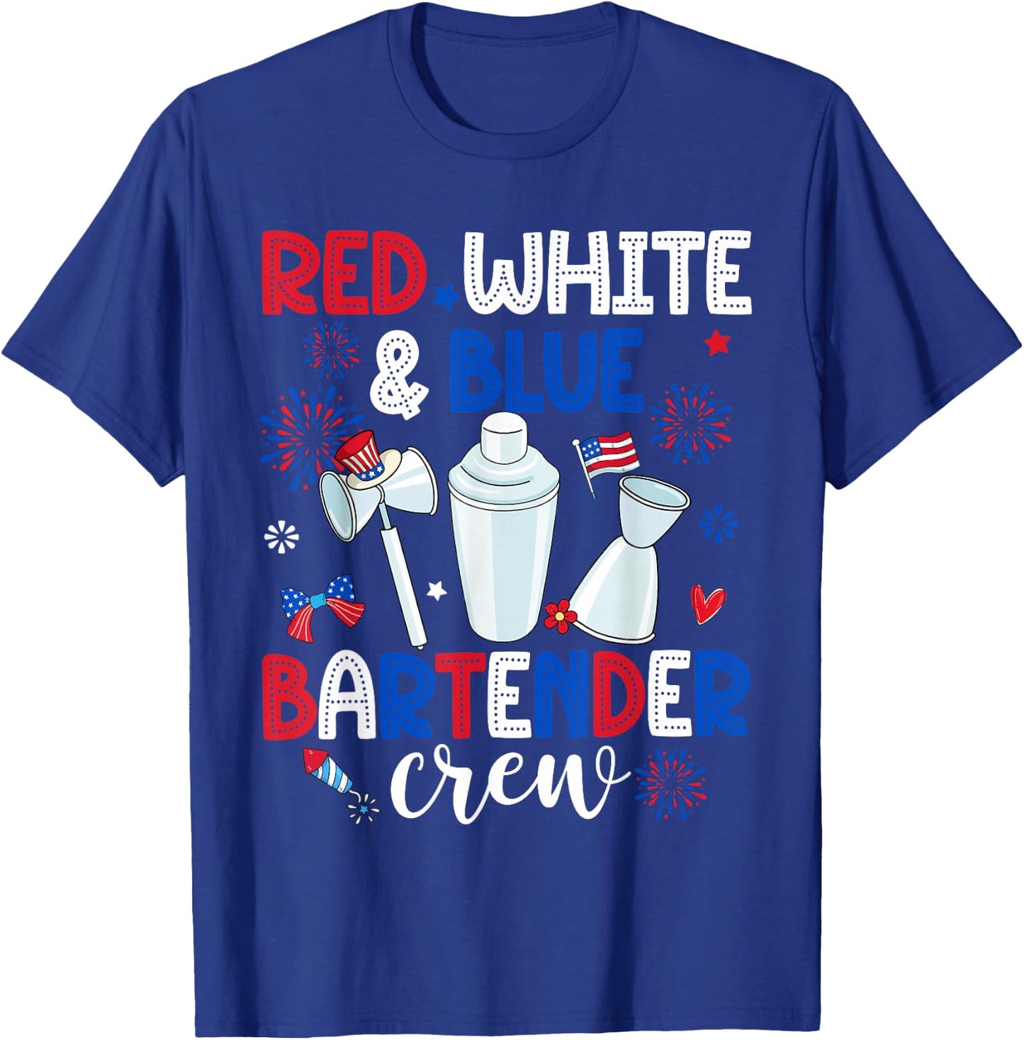 Red White & Blue Bartender Crew Happy 4th Of July T-Shirt - T-Shirt | Royal