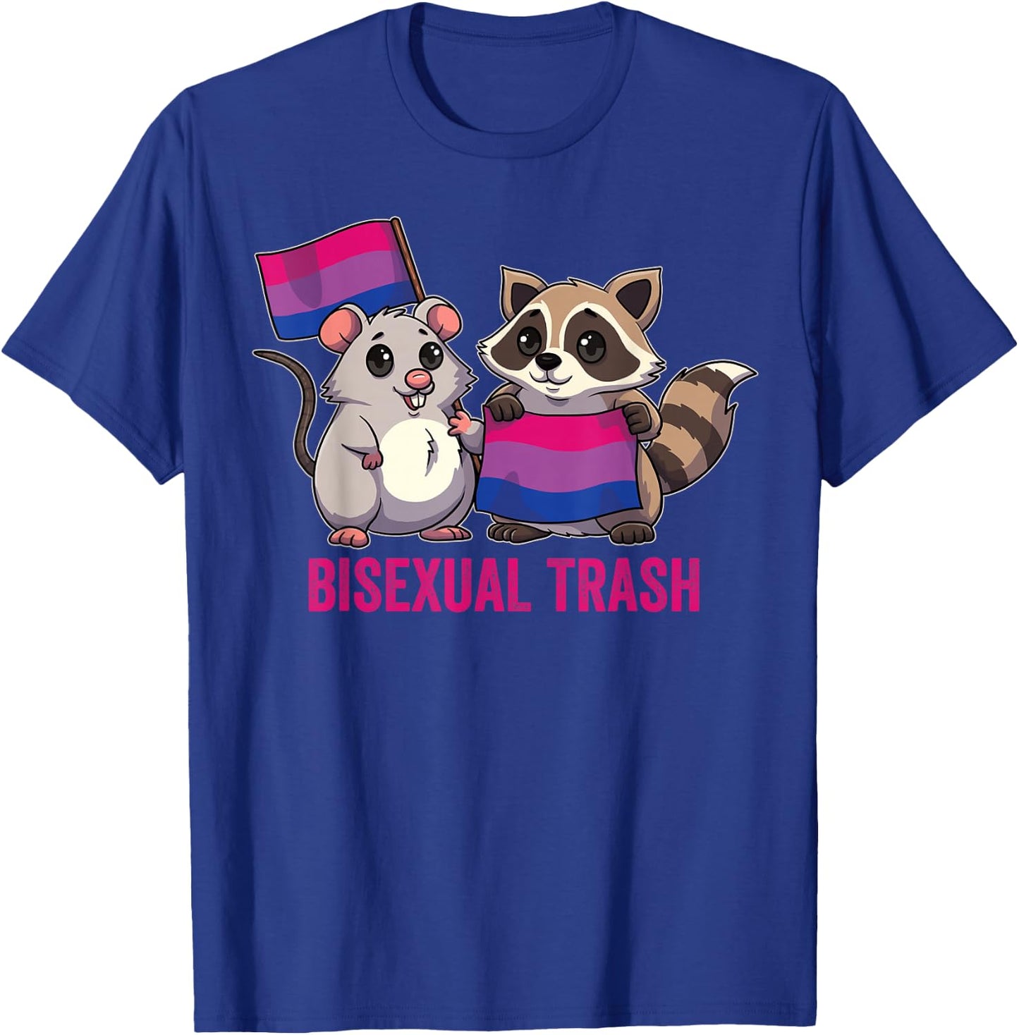 Bisexual Trash Panda Raccoon Possum Bi Flag Color LGBT Pride T-Shirt - T-Shirt | Royal