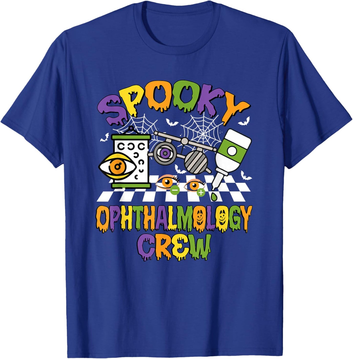 Retro Spooky Ophthalmology Crew Ophthalmologist Halloween T-Shirt - T-Shirt | Royal