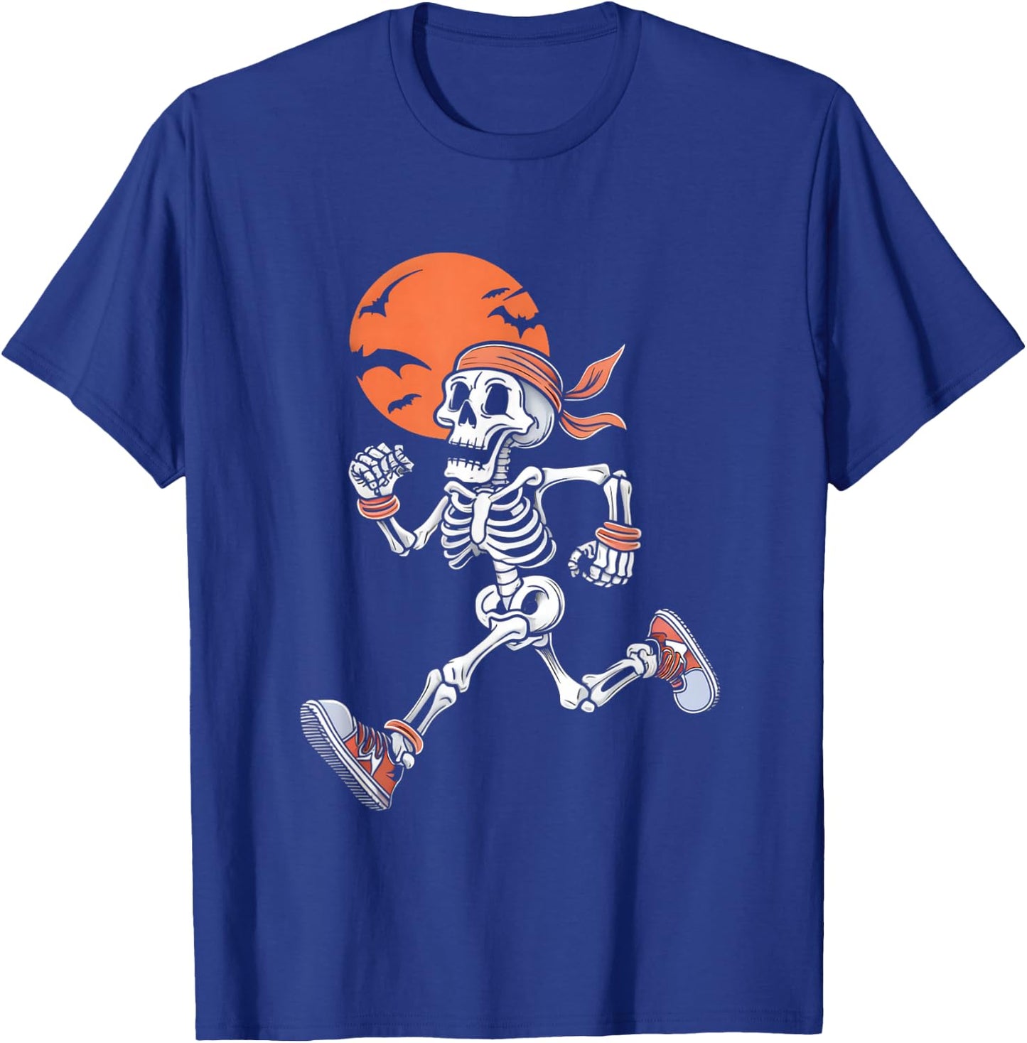 Running Skeleton Funny Halloween Costume Men Women Kids T-Shirt - T-Shirt | Royal