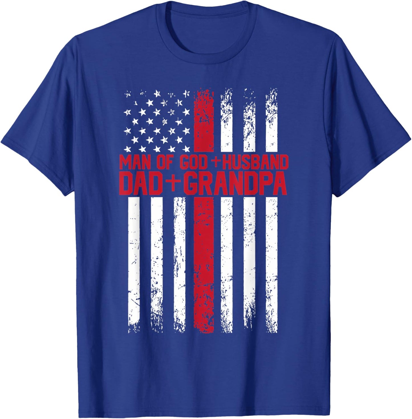 Man of God Husband Dad Papa Christian Cross Father's Day T-Shirt - T-Shirt | Royal