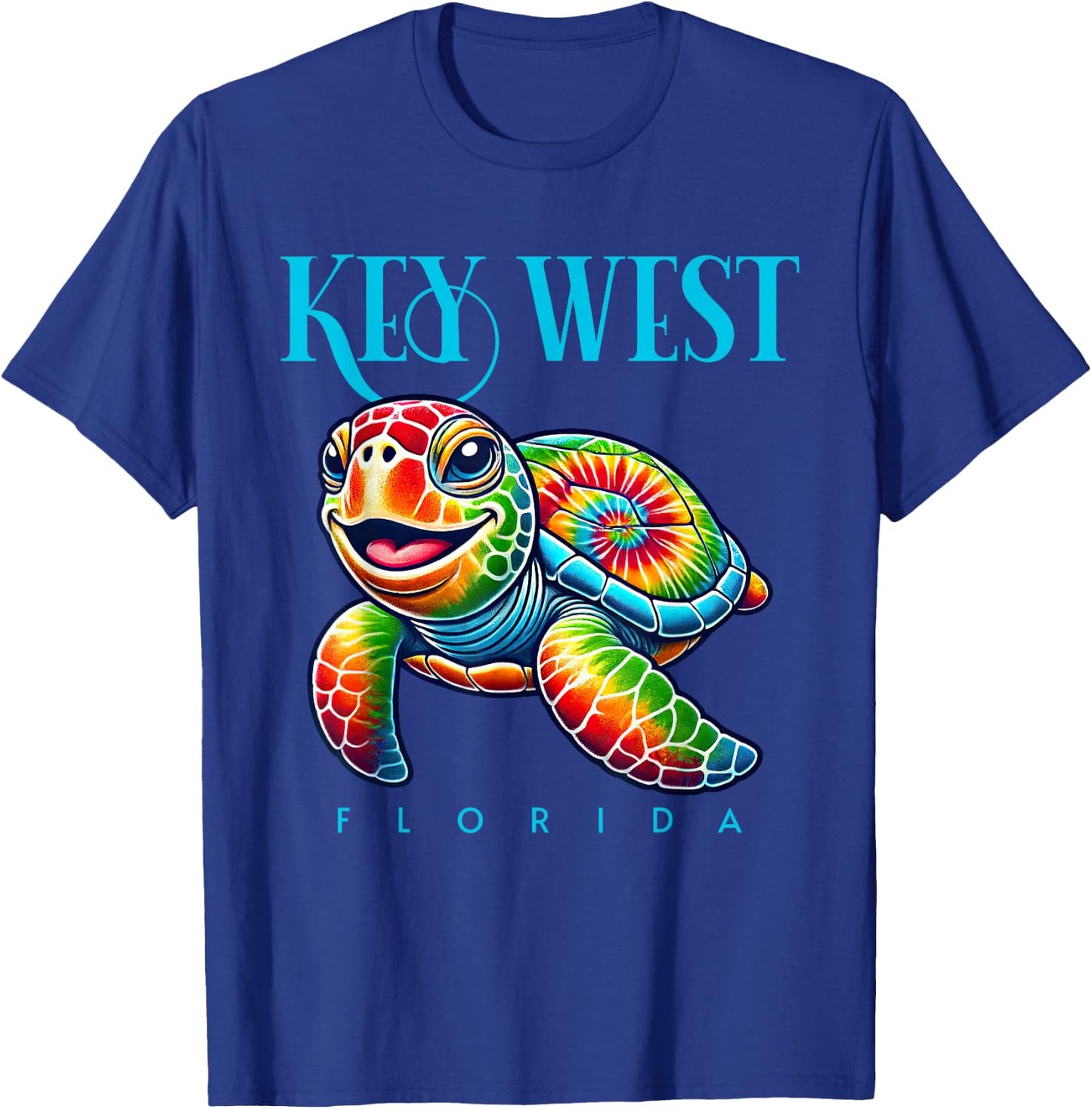 Key West Florida Smiling Tie Dye Sea Turtle T-Shirt - T-Shirt | Royal