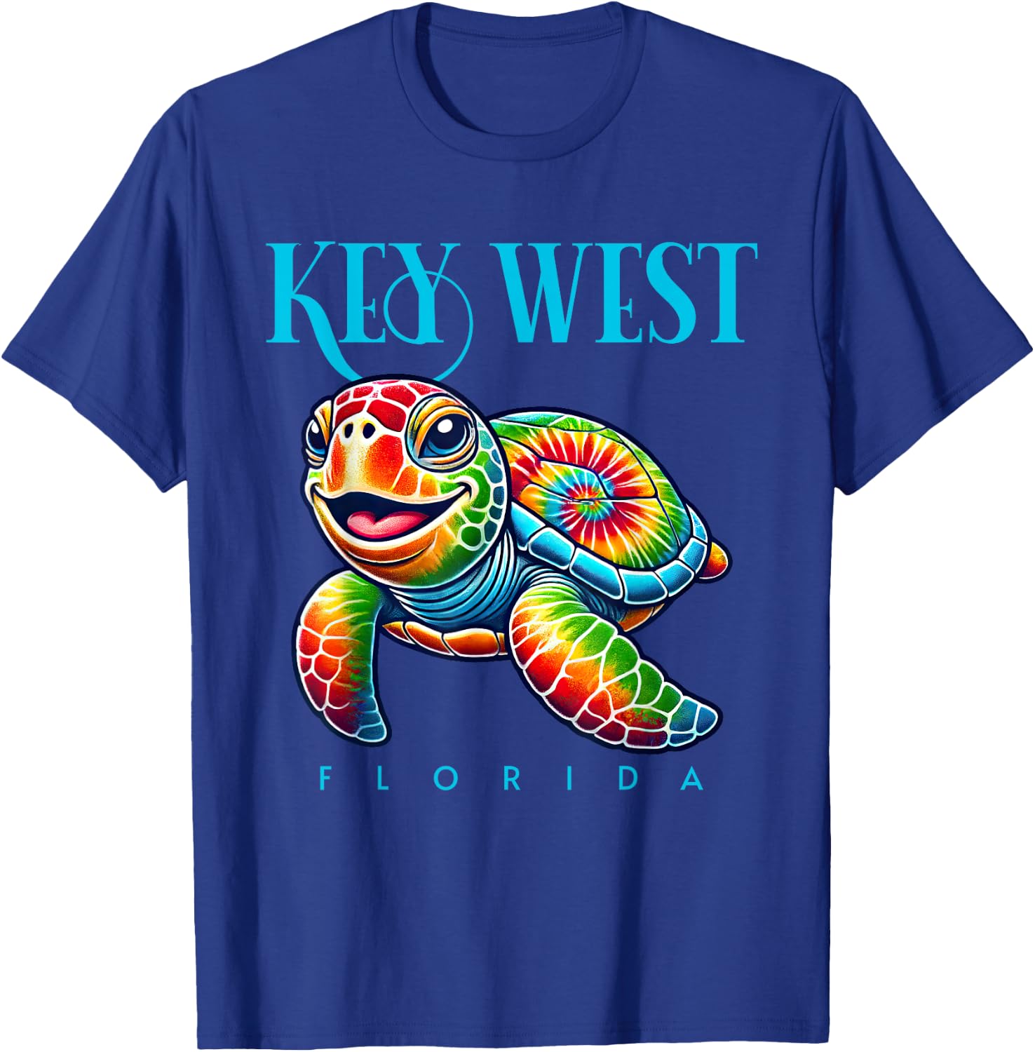 Key West Florida Smiling Tie Dye Sea Turtle T-Shirt - T-Shirt | Royal