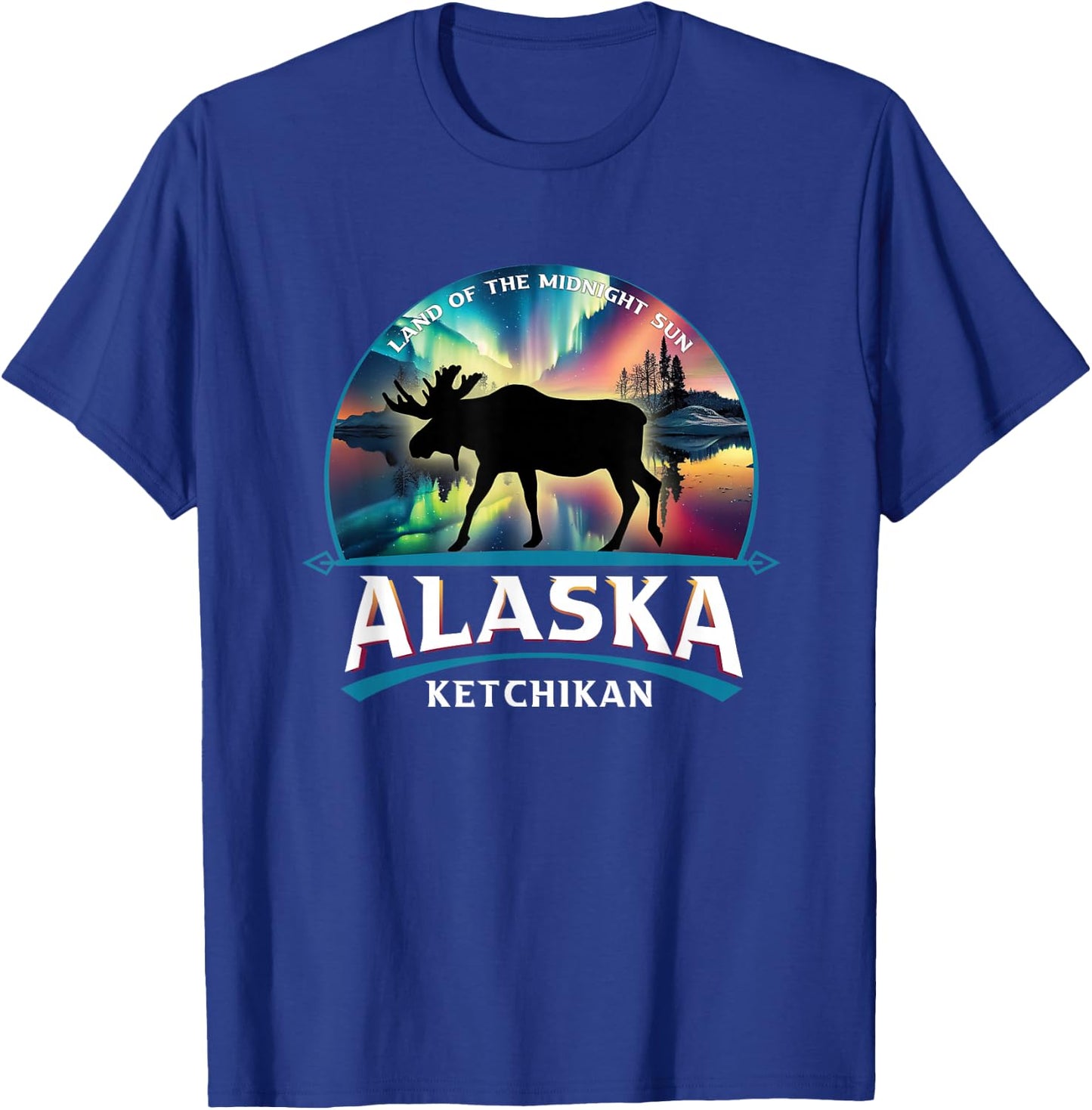 Ketchikan Alaska Aurora Borealis Moose Souvenir T-Shirt - T-Shirt | Royal