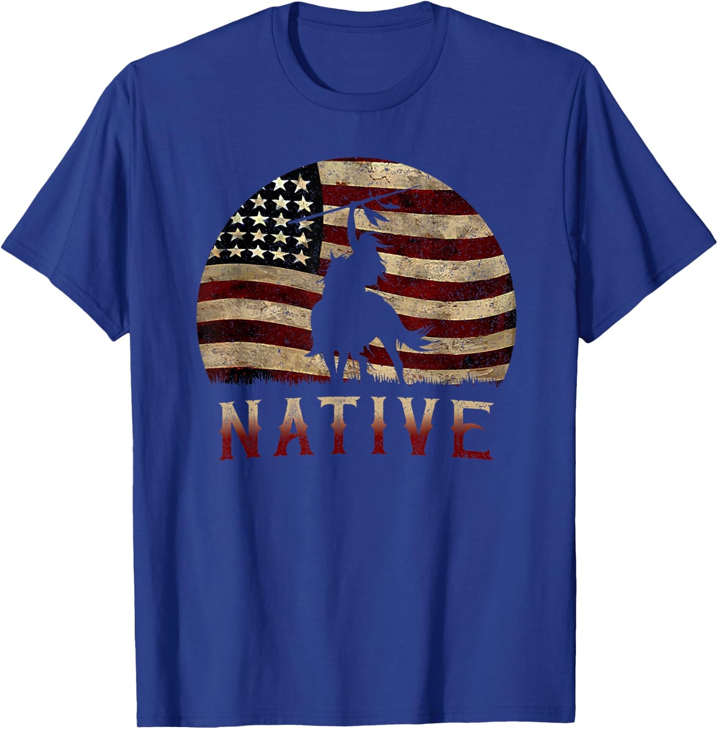 Native USA Vintage American Flag T-Shirt - T-Shirt | Royal