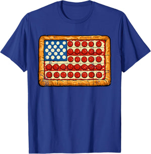 Funny 4th July Pizza USA Flag Patriotic Food Men Women Kids T-Shirt - T-Shirt | Royal